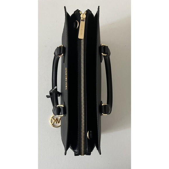 New Michael Kors Sheila Medium Saffiano Vegan Leather Satchel Black - Picture 3 of 7